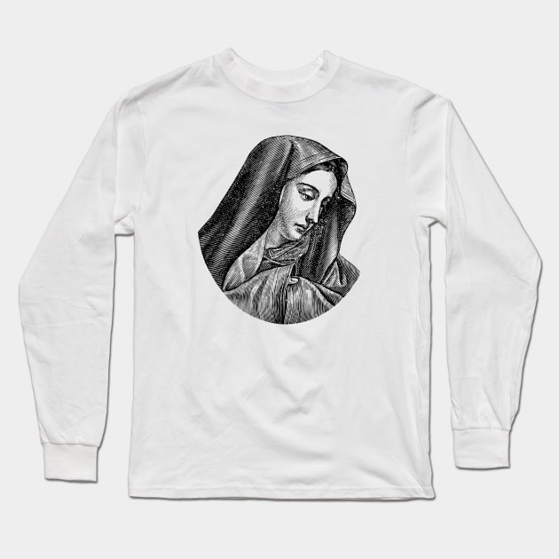 Virgin Mary Long Sleeve T-Shirt by  Colorful&Goldie